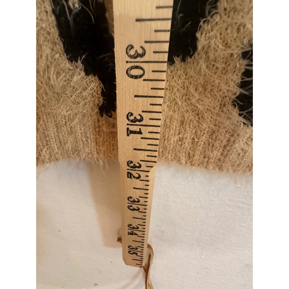 Lulus Leopard Eyelash Knit Sweater Dress Tan Black Animal Print XS New - Picture 4 of 7